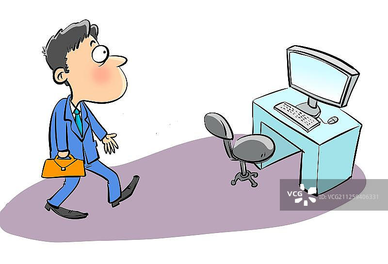 走向办公桌的员工图片素材