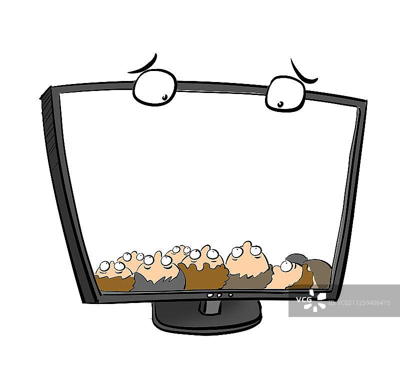 电视里看向上看的人群图片素材