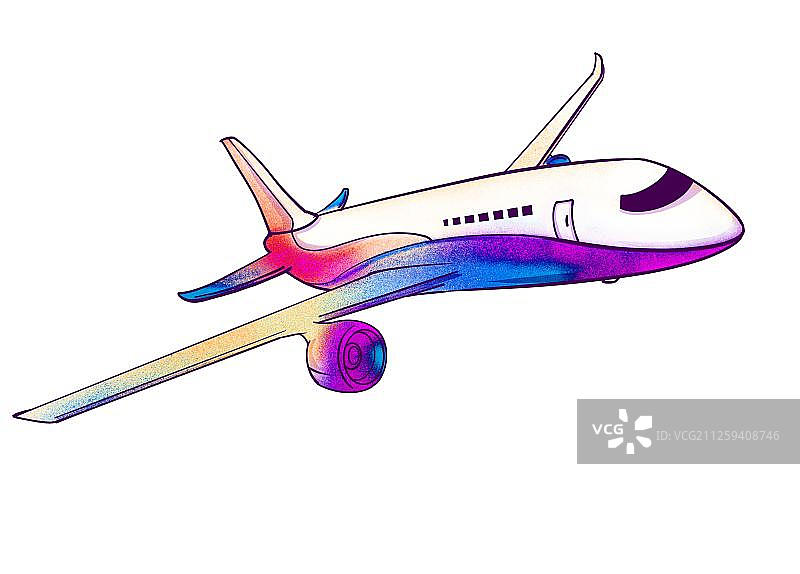 春节新年国潮插画元素飞机图片素材