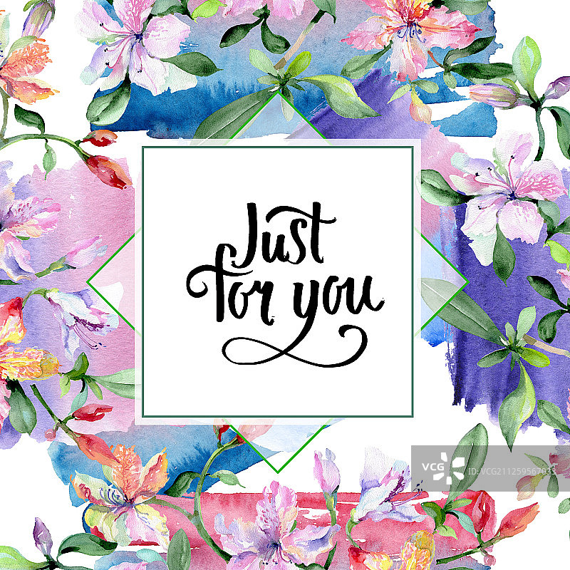 紫色六出花水彩花卉边框背景图片素材