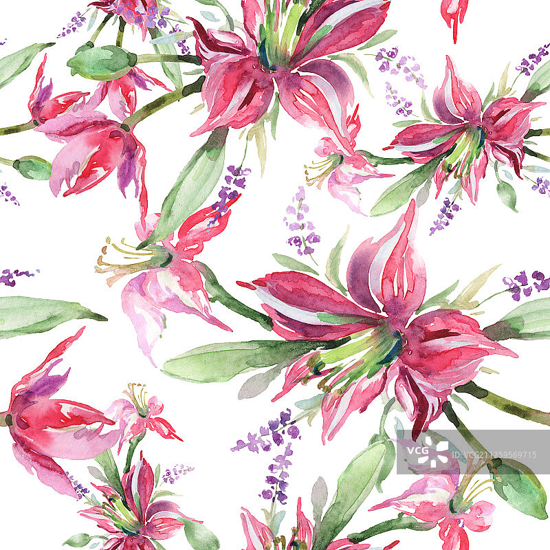 鸢尾花束，水彩无缝背景图案图片素材