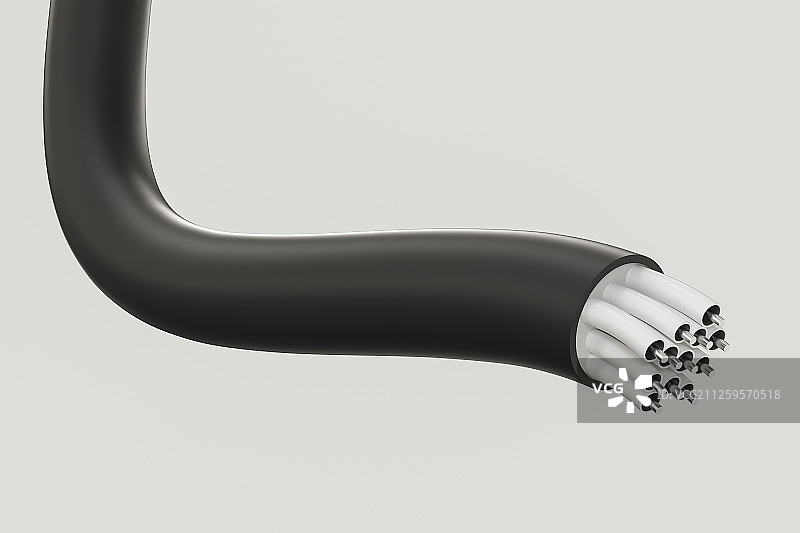 多芯线电缆互联概念图 三维渲染图片素材