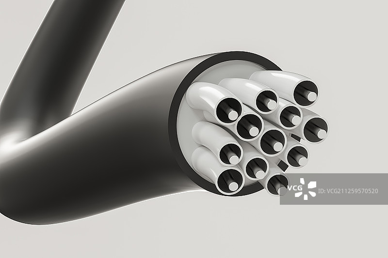 多芯线电缆互联概念图 三维渲染图片素材