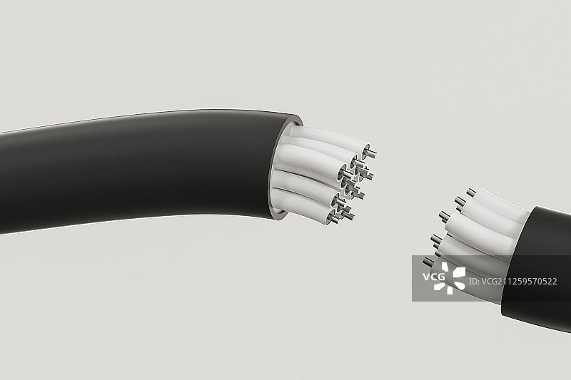多芯线电缆互联概念图 三维渲染图片素材