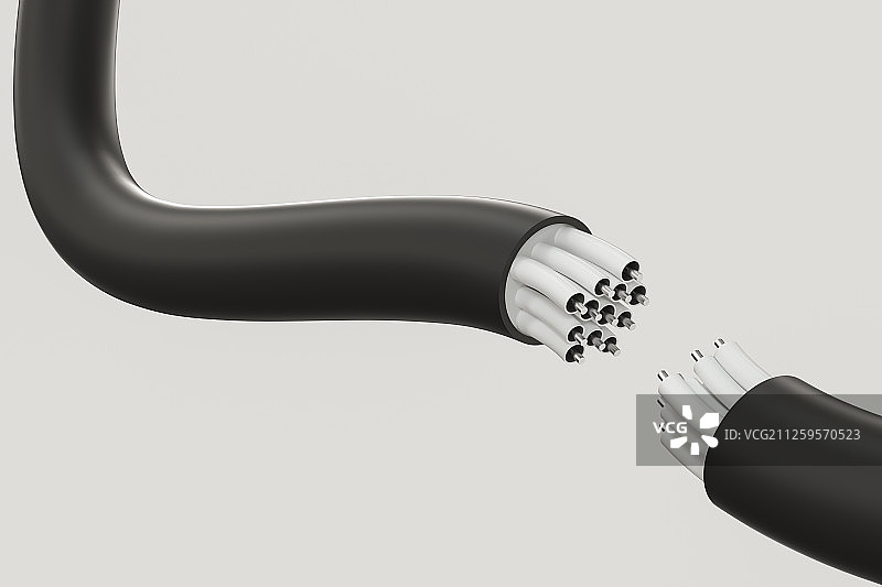 多芯线电缆互联概念图 三维渲染图片素材