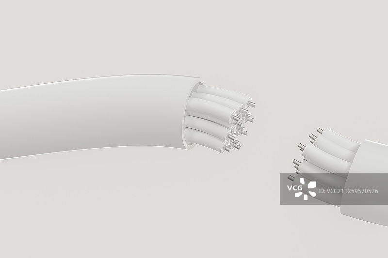 多芯线电缆互联概念图 三维渲染图片素材