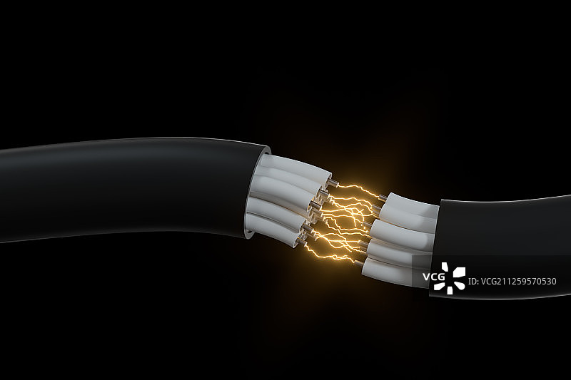 多芯线电缆互联概念图 三维渲染图片素材