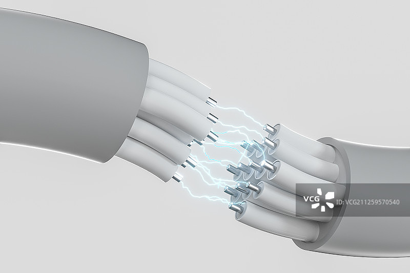 多芯线电缆互联概念图 三维渲染图片素材