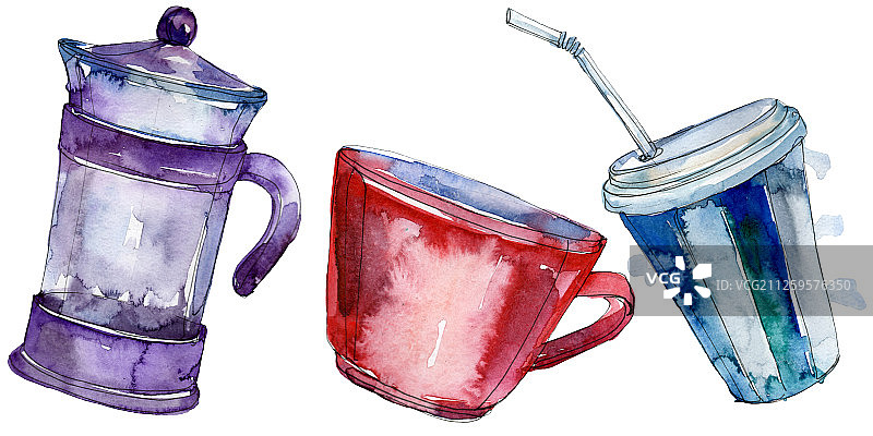 清新冰爽的软饮水彩背景插画元素图片素材