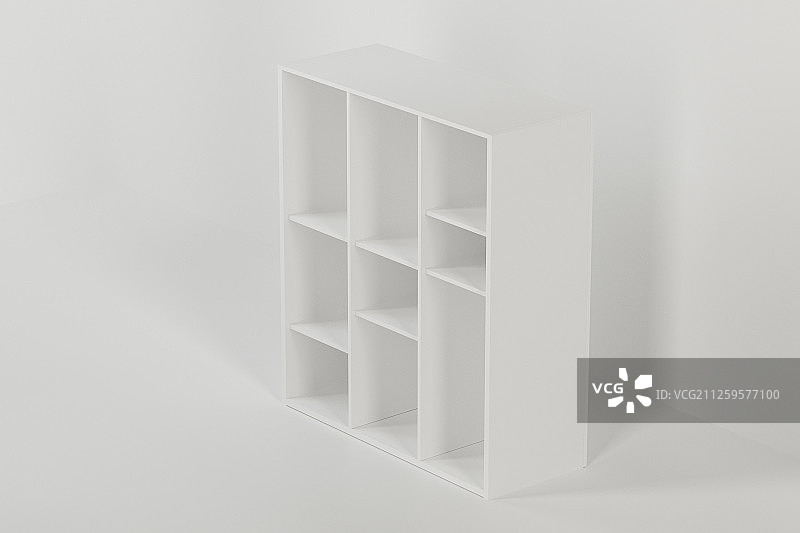 简约风格书橱与空房间 三维渲染图片素材