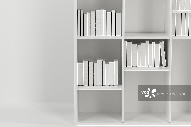 简约风格书橱与空房间 三维渲染图片素材