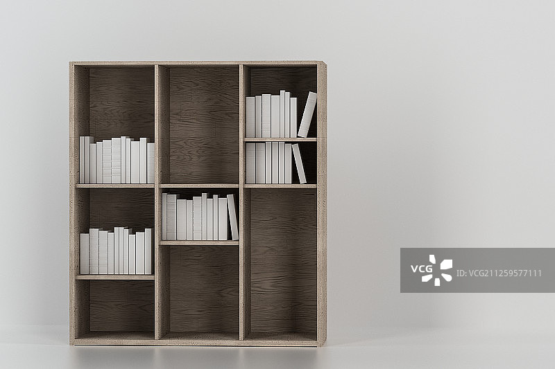简约风格书橱与空房间 三维渲染图片素材