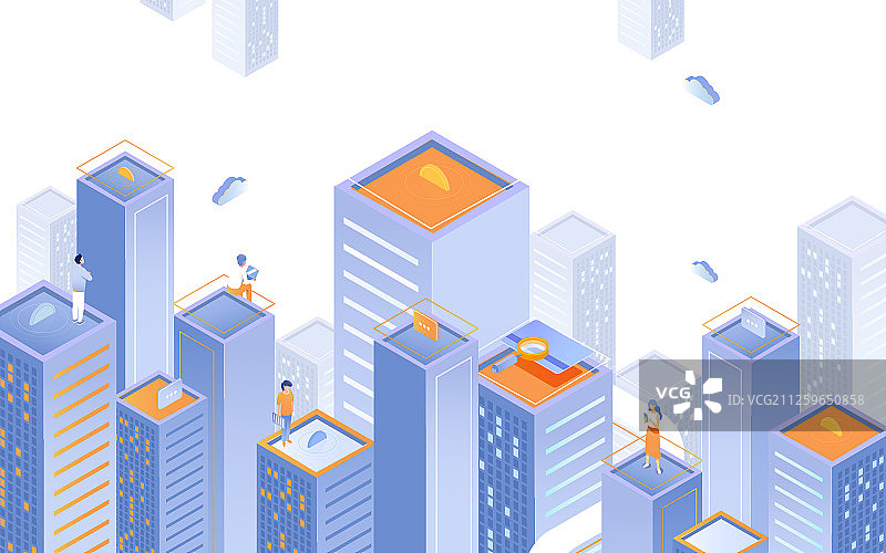 2.5D等距扁平互联网金融投资数据概念渐变矢量插画图片素材