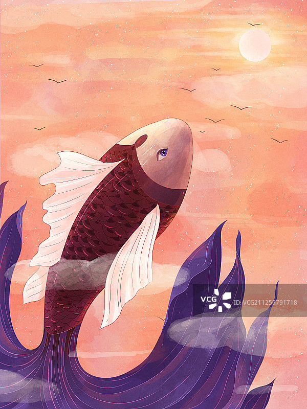 唯美动物插画鱼图片素材
