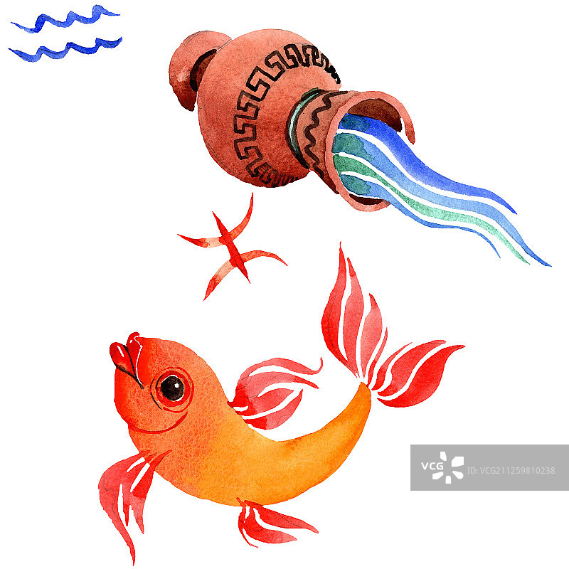 水彩背景星座符号插画图片素材