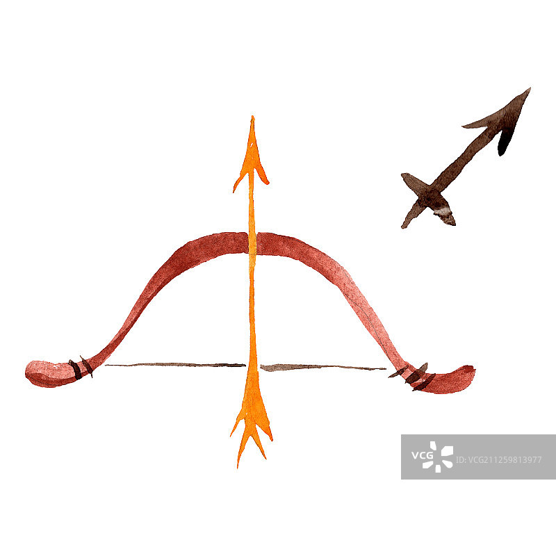 射手座星座符号水彩背景插画图片素材