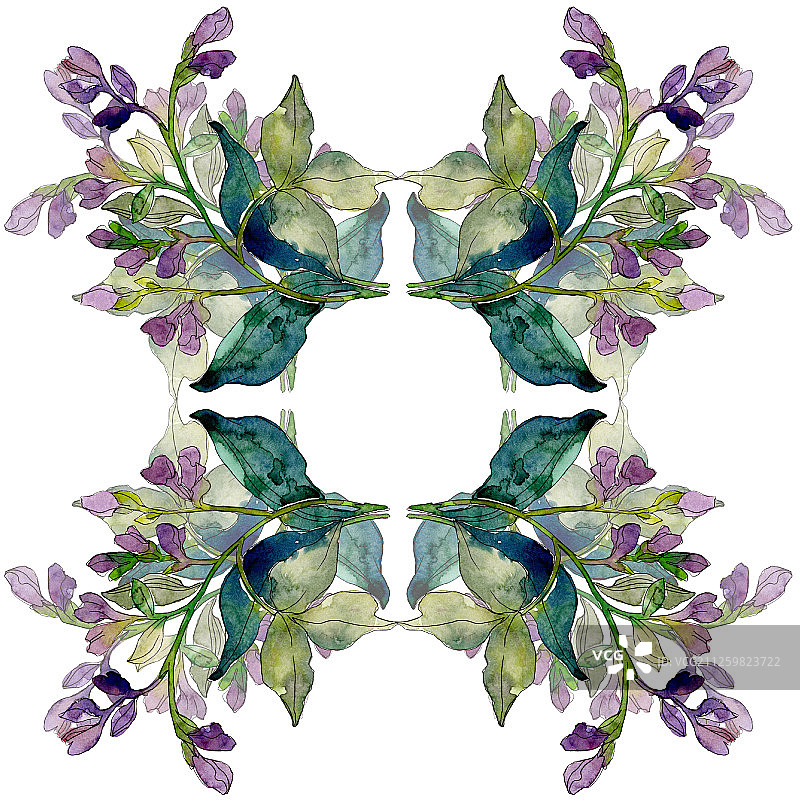 带野花的奢华时尚印花。水彩背景素材图。背景图案图片素材