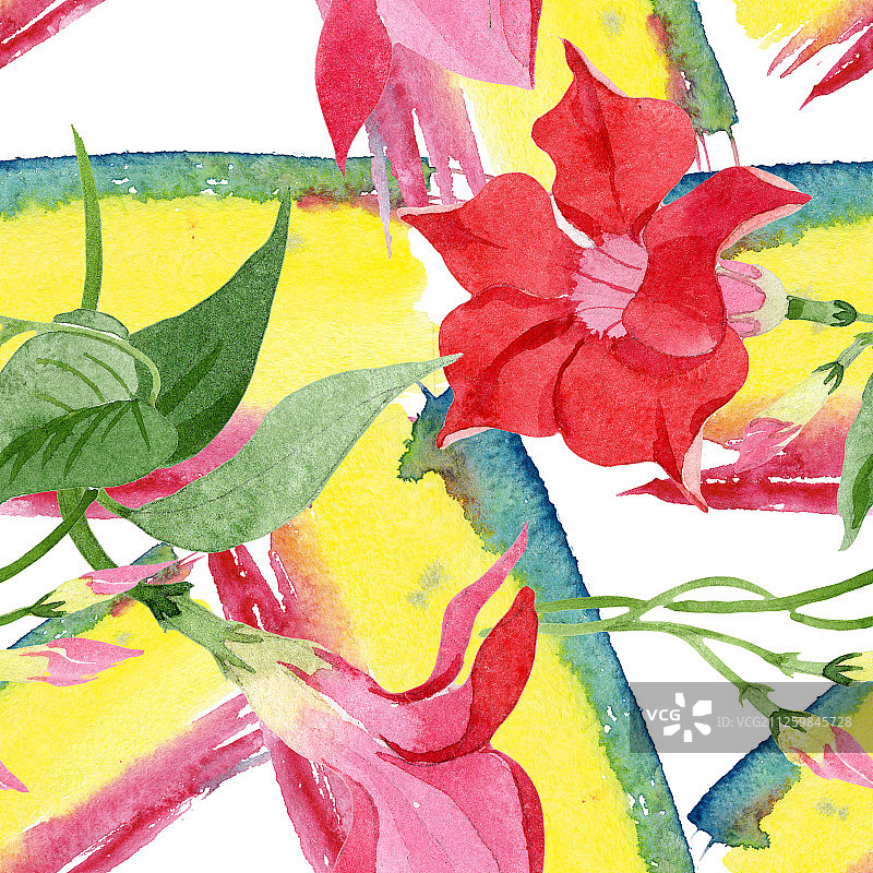 红色双喜花水彩花卉背景图案图片素材