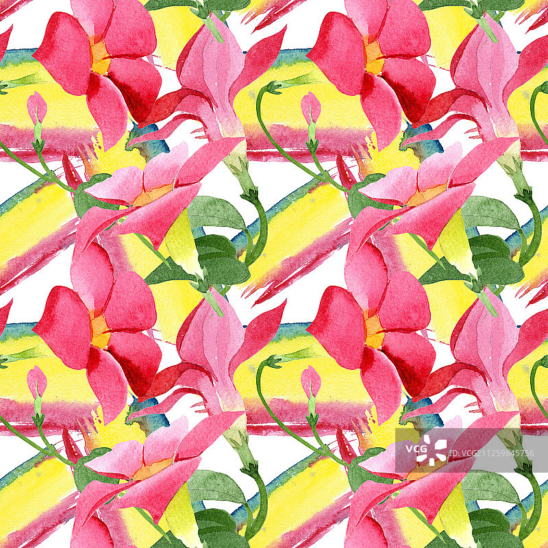 红色双喜花水彩花卉背景图案图片素材