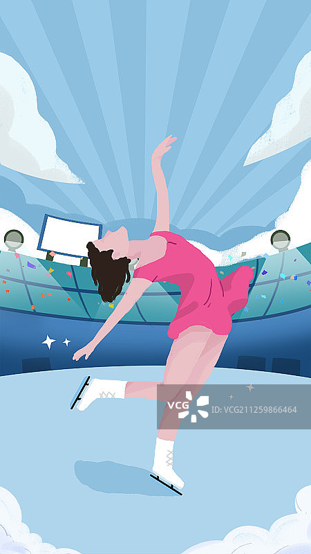 花样滑雪滑冰跳舞的运动员场景图片素材