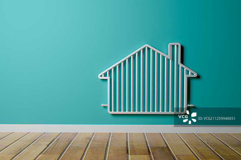 家里的房子形状的暖气管道图片素材