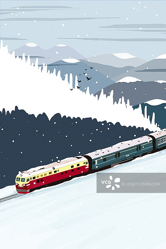 2020春运冬天回家的列车图片素材