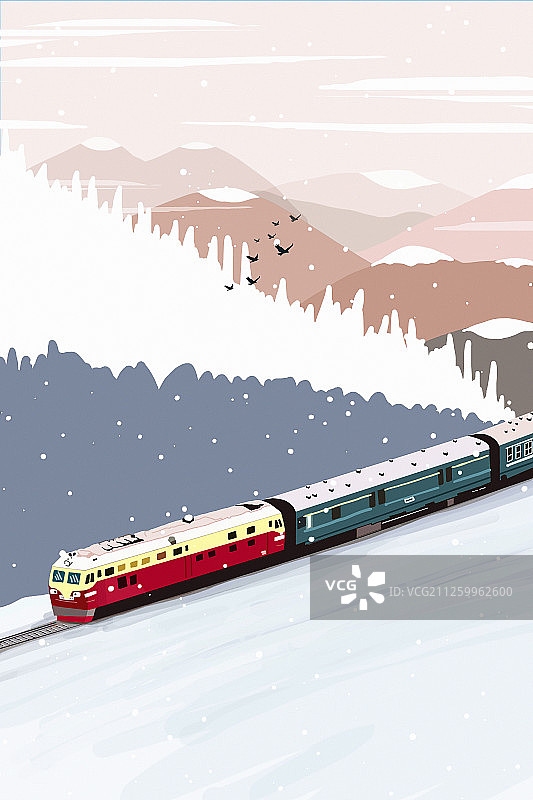 2020春运冬天回家的列车图片素材