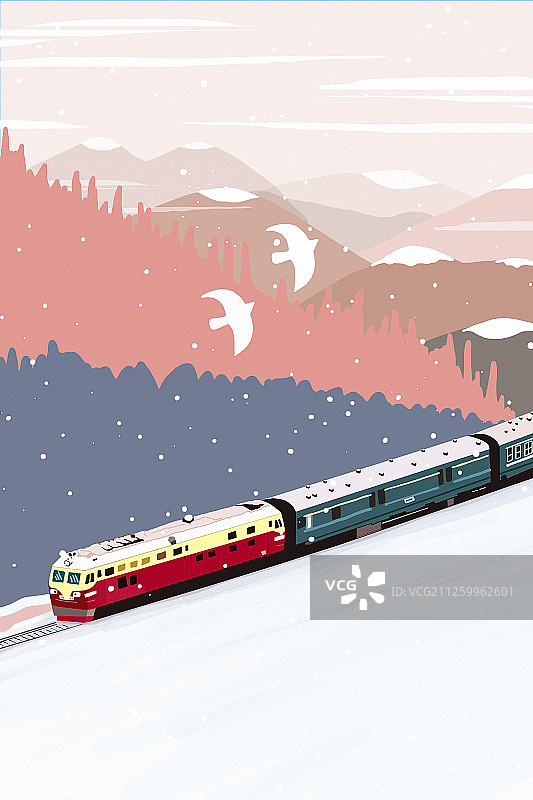 2020春运冬天回家的列车图片素材