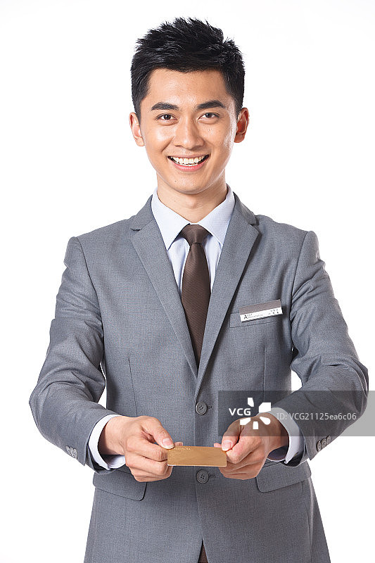商务男士递送名片图片素材