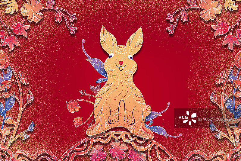 剪纸风喜庆十二生肖插画配图图片素材