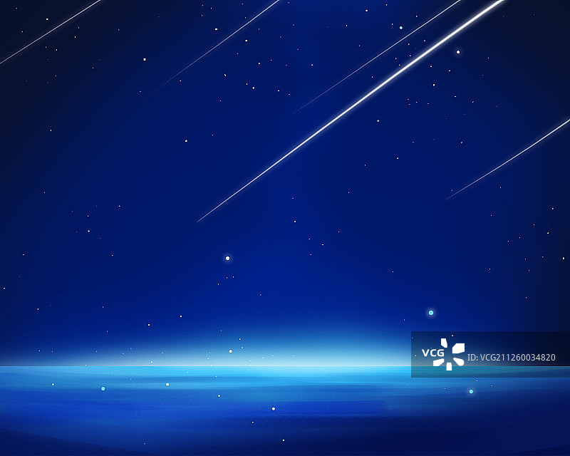 唯美插画夜空中蓝色的星空图片素材