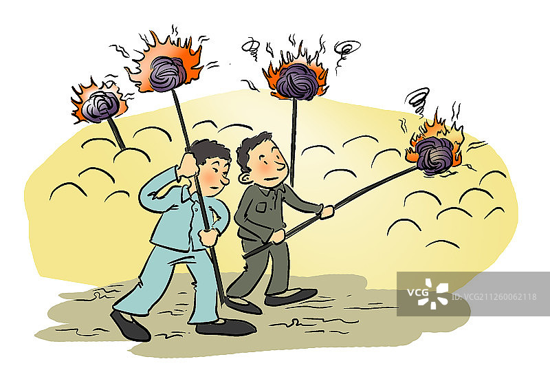 童年趣事之棉团火球图片素材