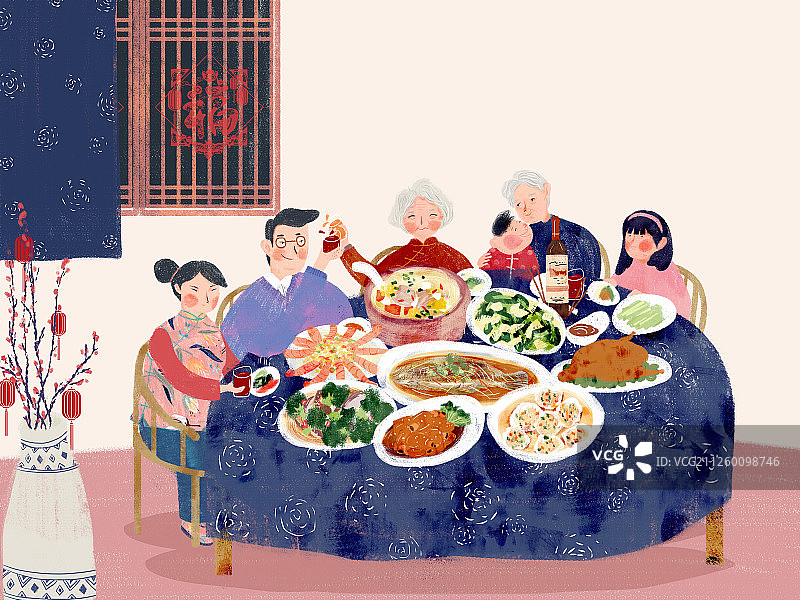 除夕守岁 年夜饭图片素材