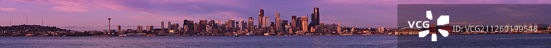 西雅图日落全景天际线图片素材