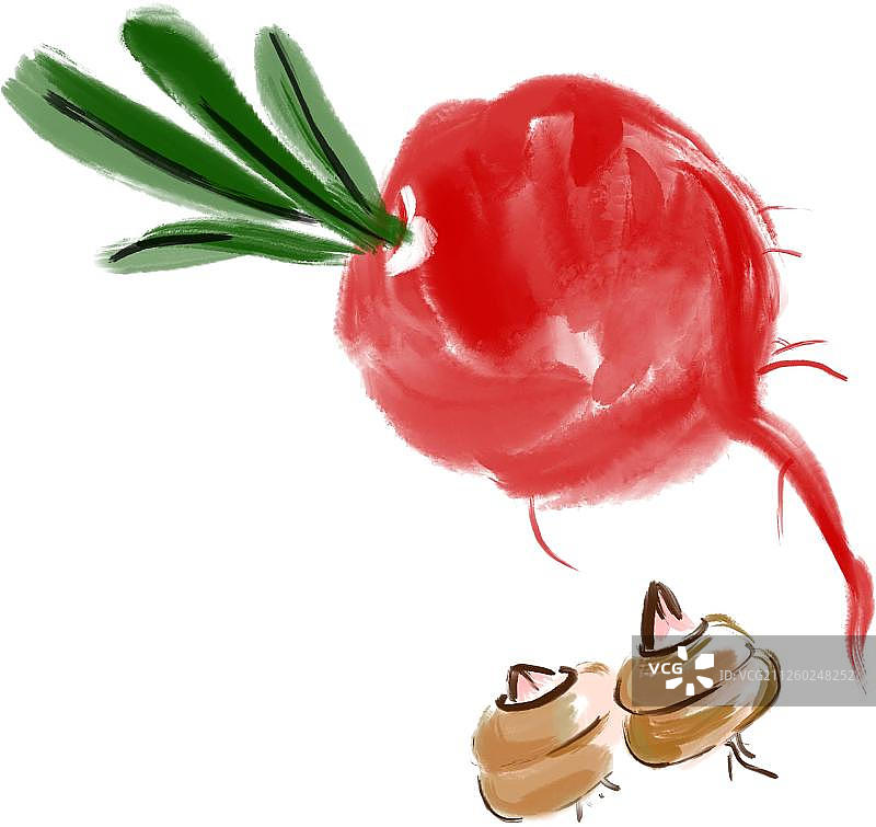 中国画插画水墨元素萝卜图片素材
