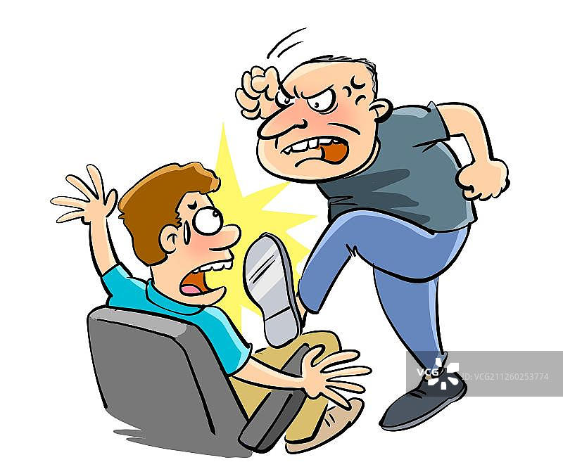 踢打坐在座位上的人图片素材