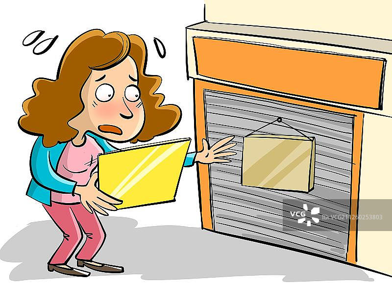 手拿预付卡却遇关店的顾客图片素材