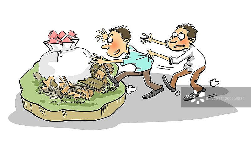 两个争夺钱财的人图片素材