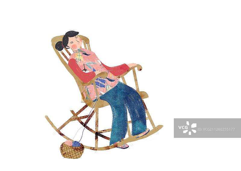 坐在摇椅上的女人图片素材