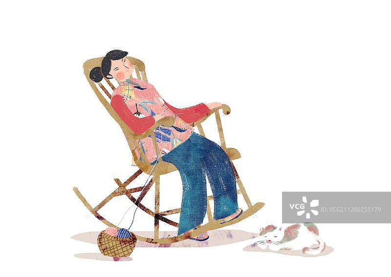 坐在摇椅上的女人图片素材