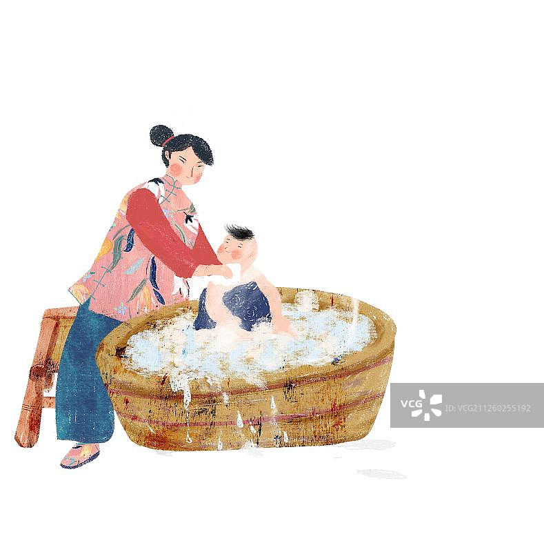 给宝宝洗澡图片素材