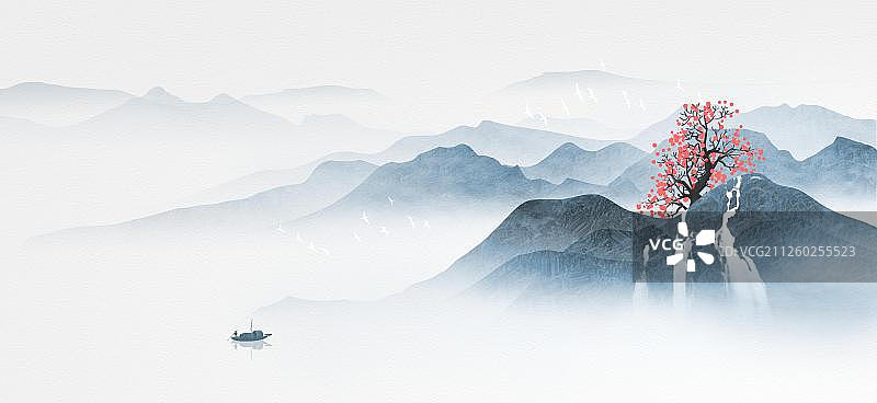 意境水墨山水图片素材