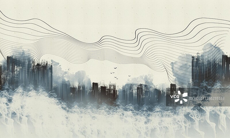 淡雅意境山水画图片素材