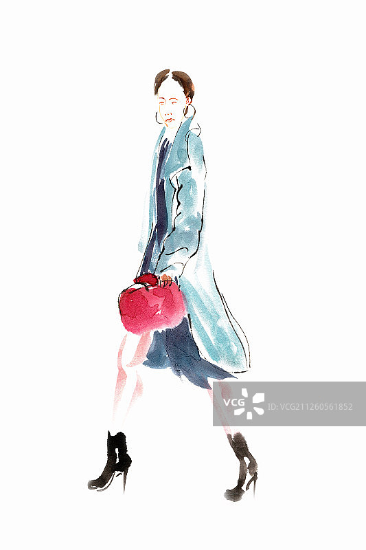 时尚女郎线描稿图片素材