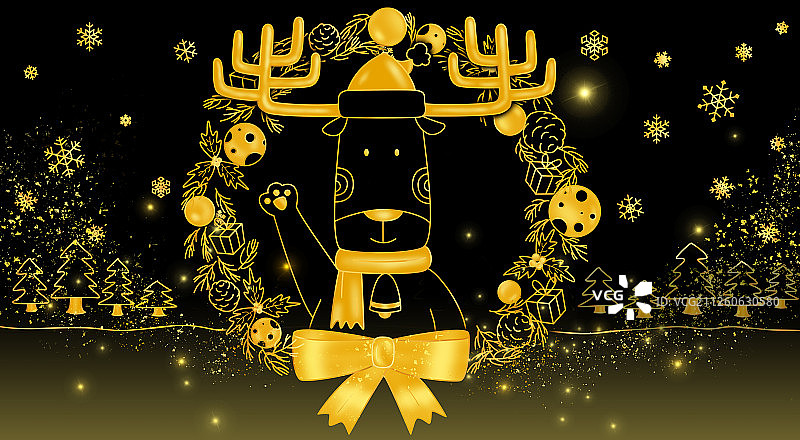 圣诞节麋鹿圣诞树图片素材