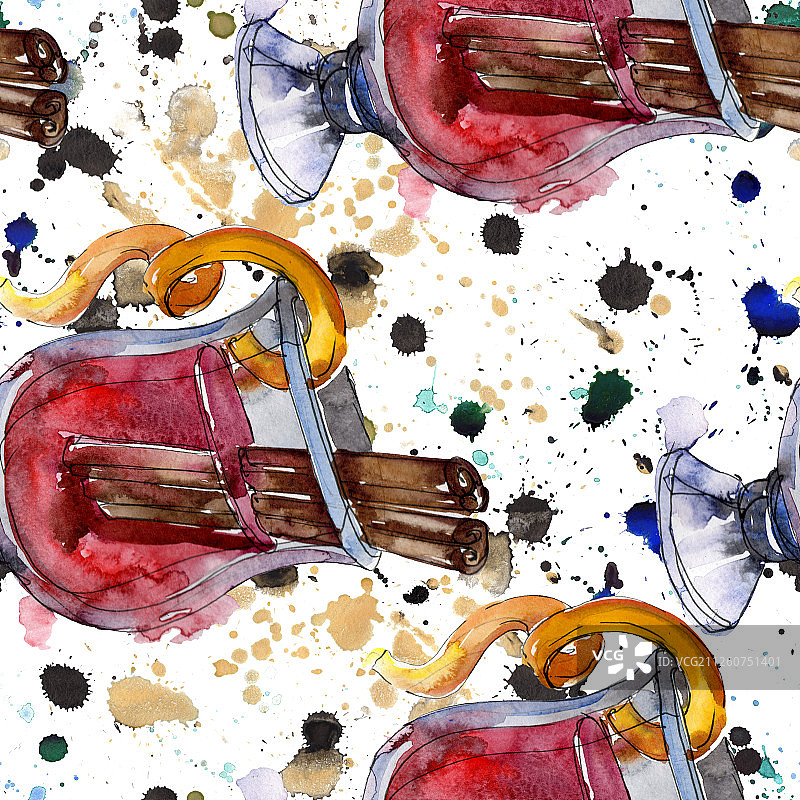 酒精酒吧派对鸡尾酒饮品水彩背景插图无缝背景图案图片素材