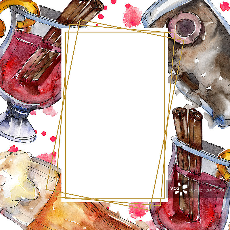 酒吧派对鸡尾酒水彩速写图片素材