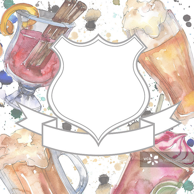 酒吧派对鸡尾酒水彩速写图片素材