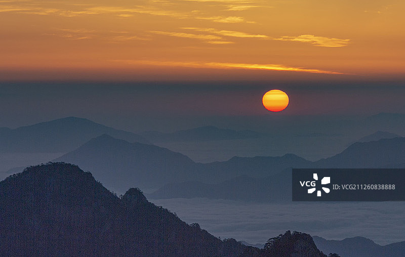 黄山猴子观海观日出图片素材