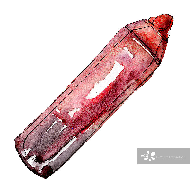 水彩风格的唇线笔素描魅力插图孤立元素。水彩背景集。图片素材